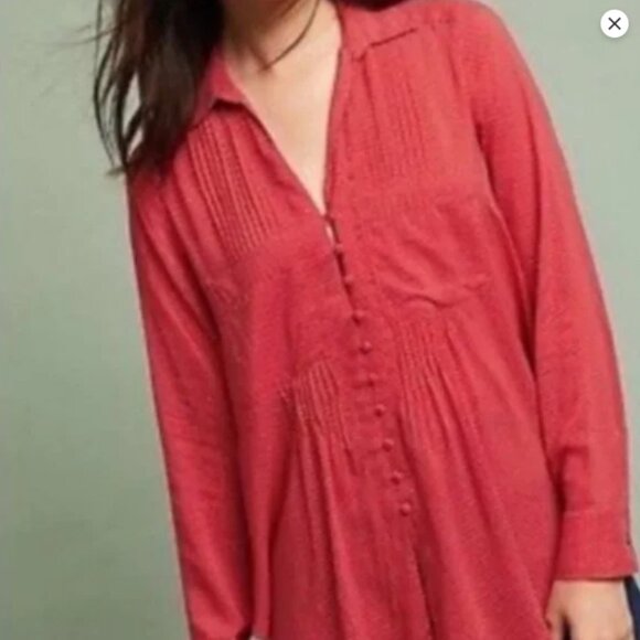 Anthropologie Maeve MATILDA polka dot long sleeve tunic blouse size S - Picture 2 of 8